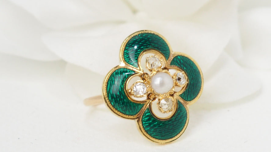 Bague 62 Bague ancienne perle et diamants 58 Facettes 32359