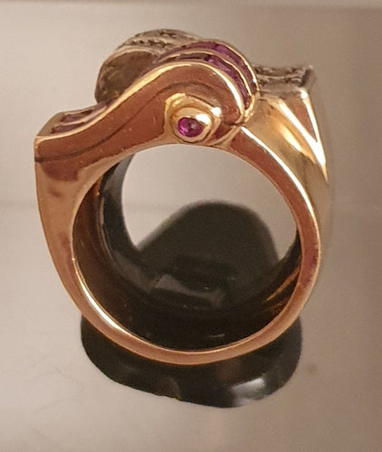 Bague 56 Bague "Vague" 2 Ors Rubis Diamants 58 Facettes R 1369  Ree