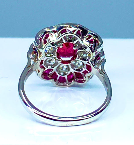 Bague 51 Bague marguerite Or Rubis Diamants 58 Facettes AB215
