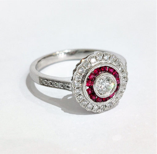 Bague 54 Bague style art déco rubis et diamants 58 Facettes 1-847/1