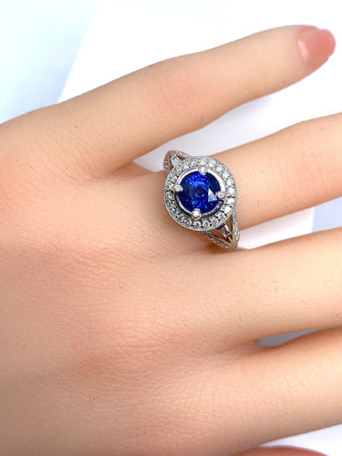 Bague 54 Bague cocktail saphir diamants 58 Facettes AB153