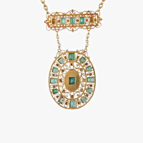 Collier Collier Emeraudes et Perles fines 58 Facettes