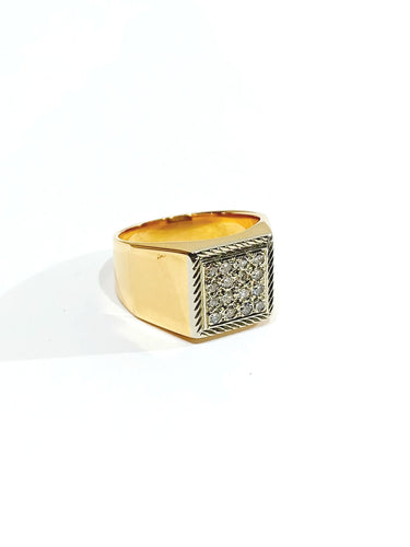 Bague 53 Bague Chevalière Or Rose Pavage De Diamants 58 Facettes 934506