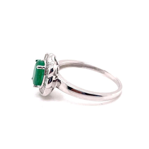 Bague Bague Marguerite Emeraude Diamants Or blanc 58 Facettes