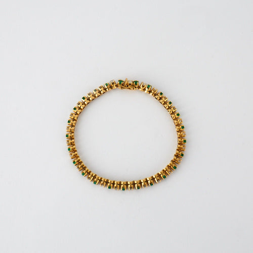 Bracelet BRACELET RIVIERE EMERAUDES ET DIAMANTS OR JAUNE 58 Facettes
