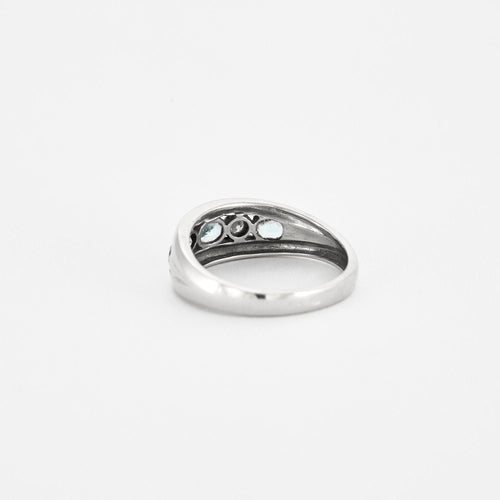 Bague 54 Bague bandeau Or gris Aigues-marines Diamants 58 Facettes 240044