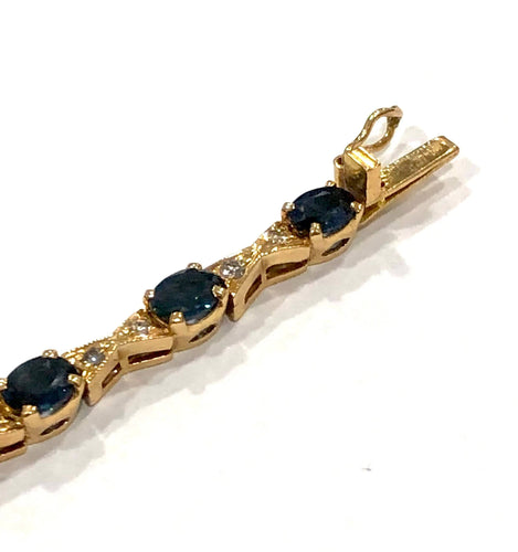 Bracelet Bracelet rivière or jaune saphirs et diamants 58 Facettes