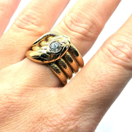 Bague Bague serpent or jaune diamants 58 Facettes 2716