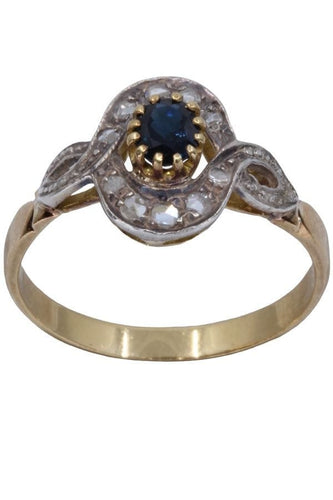 Bague 65 Bague Margueritte Art Nouveau, saphir et diamants 58 Facettes 061951