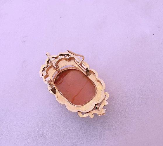 Pendentif Pendentif/Broche Camée sur Agate Or Rose 58 Facettes AA 1463