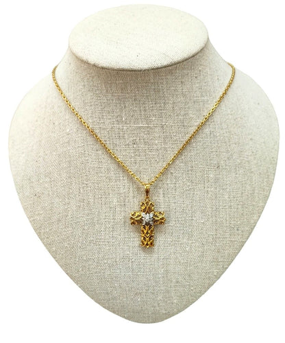 Pendentif Croix ajourée or blanc et diamants 58 Facettes RA-584.1