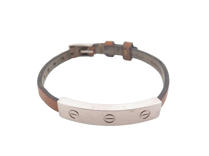 Bracelet bracelet CARTIER love cuir et barrette or blanc 18k 15-19.5 58 Facettes 252399