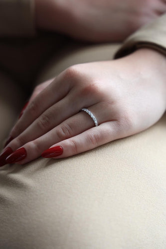 Bague 52 Bague Demi alliance Or blanc Diamant 58 Facettes 2513750CN