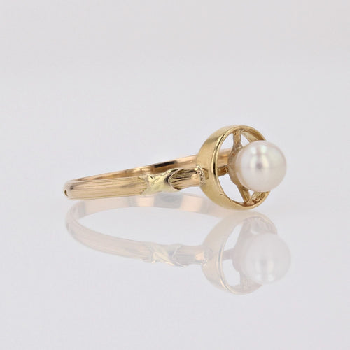 Bague 54 Bague ancienne or jaune solitaire perle 58 Facettes 19-134D