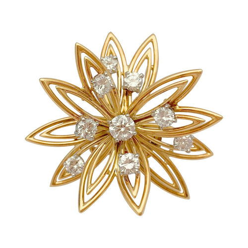 Broche Broche Cartier "Fleur" en or jaune et diamants. 58 Facettes 31448