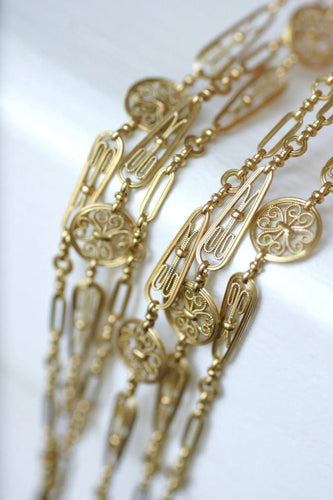 Collier Sautoir chaine ancienne, or jaune 58 Facettes