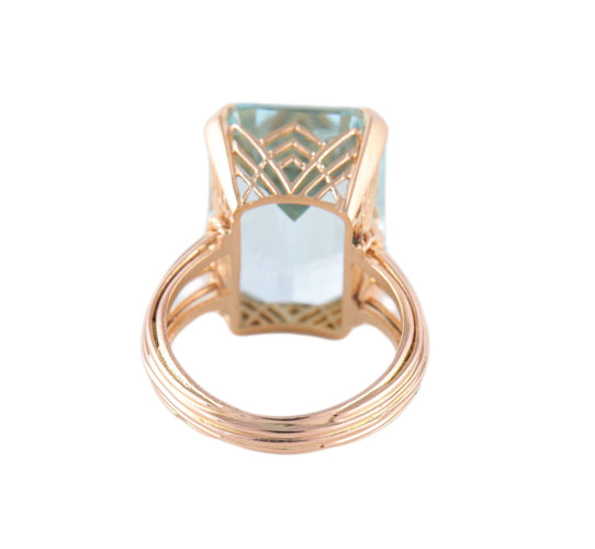 Bague BAGUE "SOUVERAINE" OR JAUNE & AIGUE-MARINE 58 Facettes BO/220116