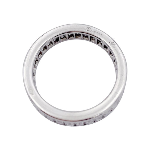 Bague 50 Alliance Cartier, diamants baguette et platine. 58 Facettes 32607
