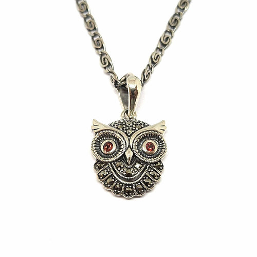 Collier Collier hibou grenats argent 58 Facettes
