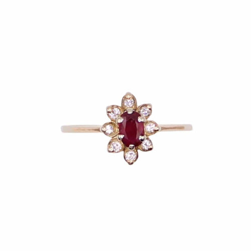 Bague Bague Petite Marguerite Rubis Diamants 58 Facettes