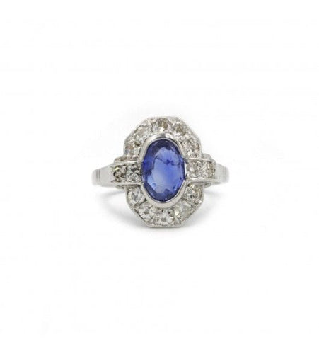 Bague 51 / Blanc/Gris / Platine 950 Bague Marguerite Platine Saphir & Diamants 58 Facettes 220146R