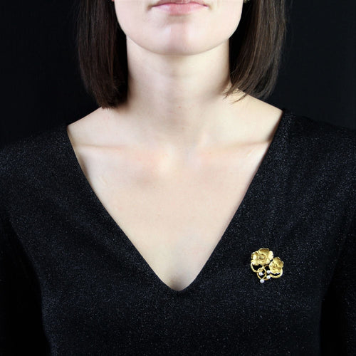 Broche Broche ancienne Art nouveau fleurs et perles fines 58 Facettes 22-476