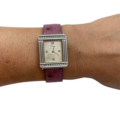 Montre Montre "Ma Première" Poiray, acier et diamants sur cuir. 58 Facettes 30623