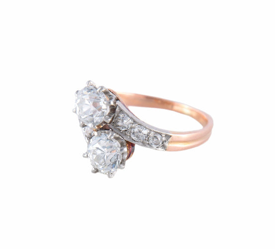 Bague BAGUE "TOI & MOI" OR & PLATINE 58 Facettes BO/220128