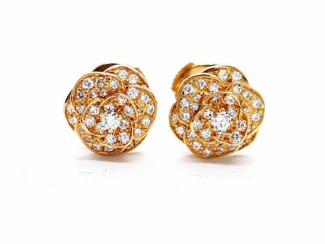 Boucles d'oreilles Boucles d'oreilles Fleur Or rose Diamant 58 Facettes 578707RV