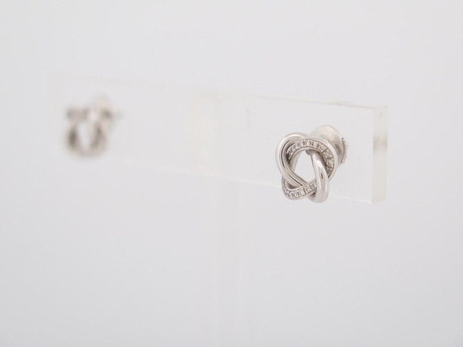 Boucles d'oreilles POIRAY - Puces d'oreilles tresse Or Diamants 58 Facettes 255372