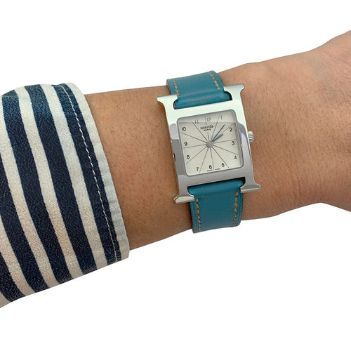 Montre Montre Hermès modèle "Heure H", acier sur cuir. 58 Facettes 31237
