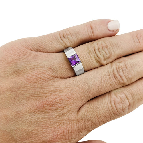 Bague 51 Bague Cartier, "Tank", or blanc, améthyste. 58 Facettes 31057