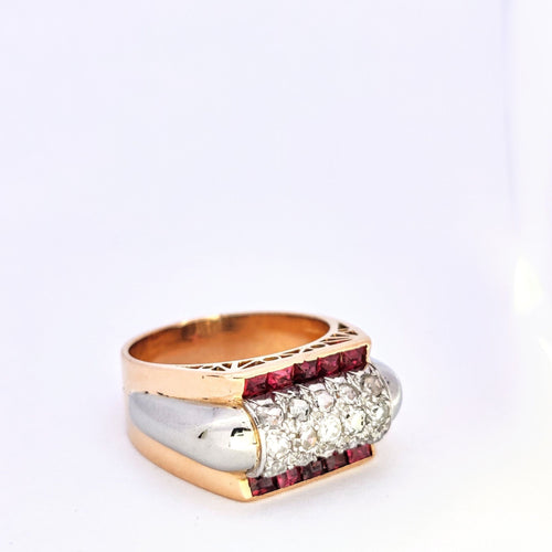 Bague Bague tank en or rose et diamants 58 Facettes 5614