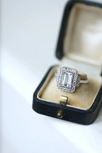 Bague Bague Art Déco aigue-marine diamants 58 Facettes