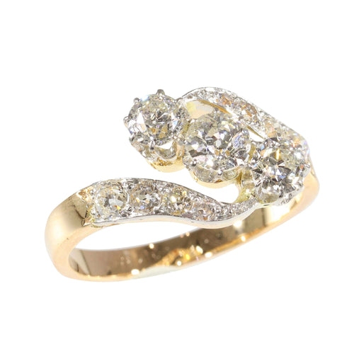 Bague 56 L'amour à travers le temps : bague en or et diamants Belle Époque des années 1920 58 Facettes 24029-0362