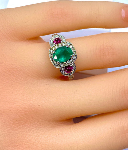 Bague 52 Bague émeraude rubis diamants 58 Facettes AB249