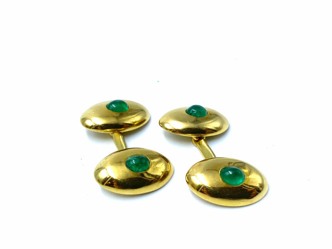 Boutons de manchette Boutons de manchette émeraudes cabochon 58 Facettes