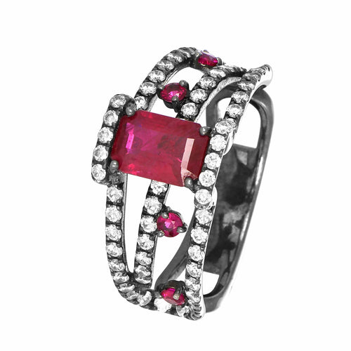 Bague Bague Or blanc Rubis et Diamants 58 Facettes 31200066