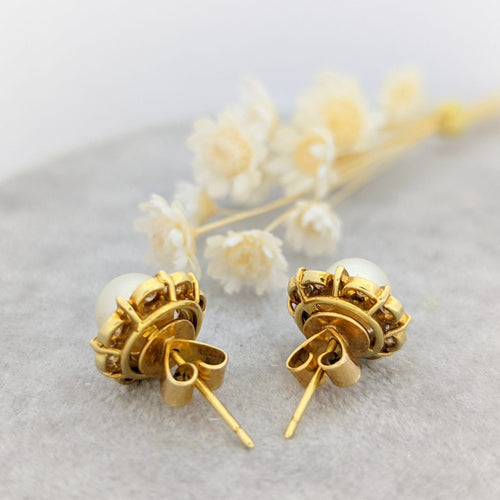 Boucles d'oreilles Boucles d'oreilles or jaune perles et diamants 58 Facettes 16000