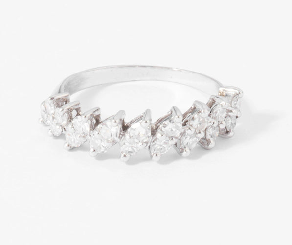 Bague Demie alliance en or gris et diamant 58 Facettes