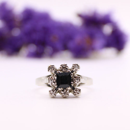 Bague Bague Marguerite or blanc saphir et diamants 58 Facettes