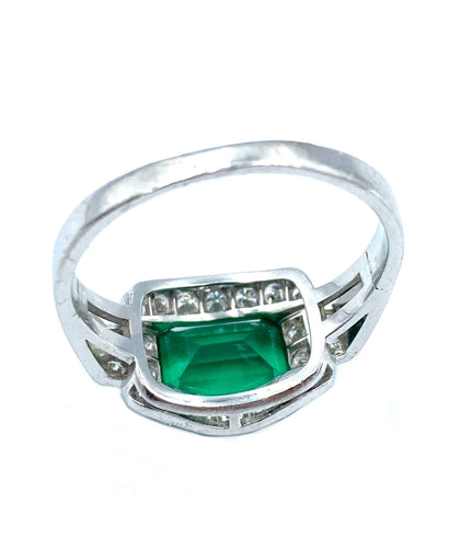 Bague Bague Art-Deco en platine, émeraude certifiée et diamants 58 Facettes