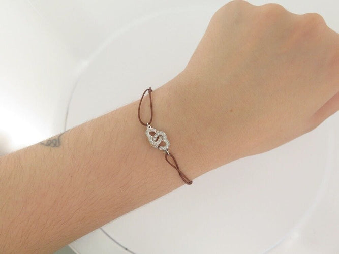 Bracelet bracelet sur cordon DINH VAN double coeur r9 14 a 20 cm or blanc diamants 58 Facettes 253351