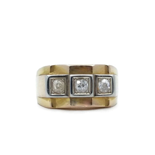 Bague 52.5 Bague tank 2 Ors Diamants 58 Facettes REF2203-3