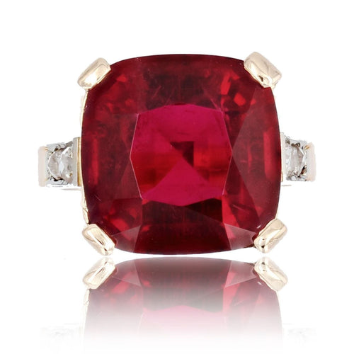 Bague 54 Bague ancienne art déco tourmaline coussin et diamants 58 Facettes 23-067