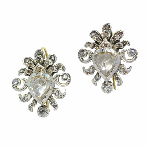 Boucles d'oreilles Boucles d'oreilles victoriennes diamants taille rose 58 Facettes 22027-0082