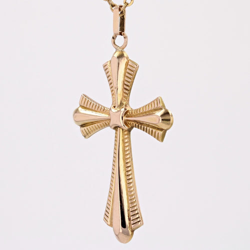 Pendentif Pendentif croix ancienne or rose 58 Facettes CVP63