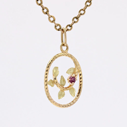Pendentif Pendentif ancien grenat et feuilles d'or 58 Facettes CVP68