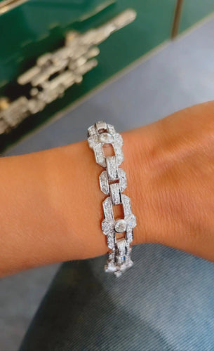 Bracelet Bracelet Art Déco Platine Diamants 58 Facettes 1