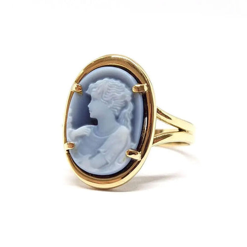 Bague Bague en Or jaune & camée bleu 58 Facettes